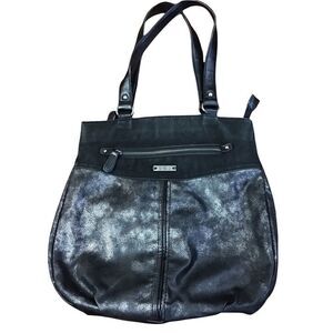 David Jones of Paris Black Metallic & suede Trim Shoulder Bag